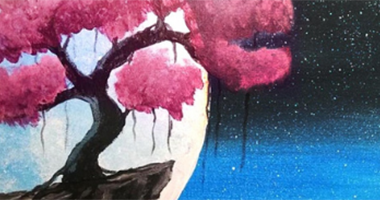 60min Paint A Cherry Tree Cliff Landscape Scenery